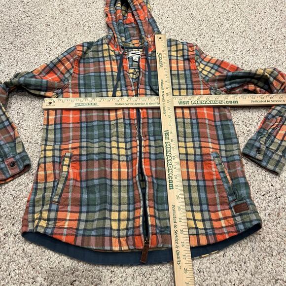 LL Bean Scotch Plaid Flannel Shirt Relaxed Zip Hoodie Sz M Tall Washed Buchanan - Picture 9 of 10